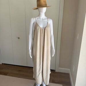Beige Sleeveless Maxi Jumpsuit